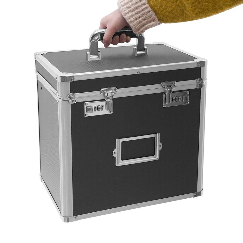 Lockable Aluminum File Box with Password Lock, Portable Waterproof Document Organizer
