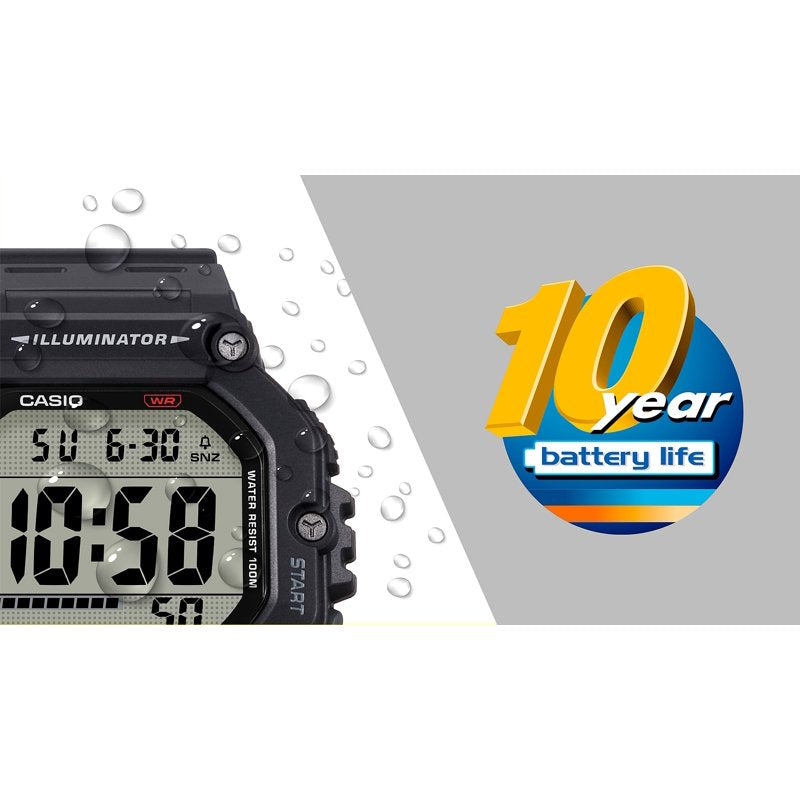 Digital Wristwatch with 10-Year Battery Water Resistant Stopwatch Gray