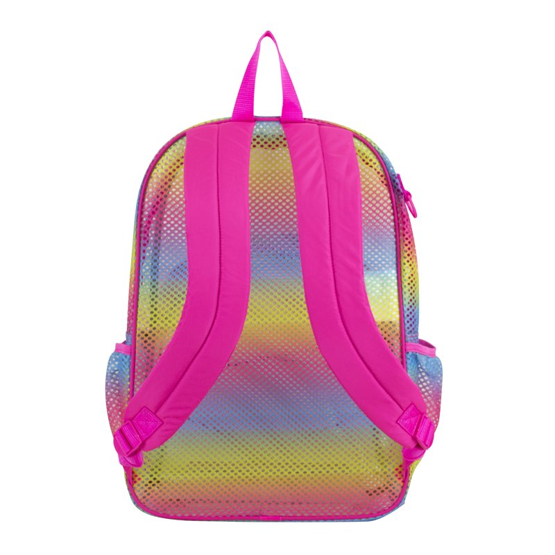 Unisex Mesh Bungee Backpack with Padded Shoulder Straps - Rainbow Ombre