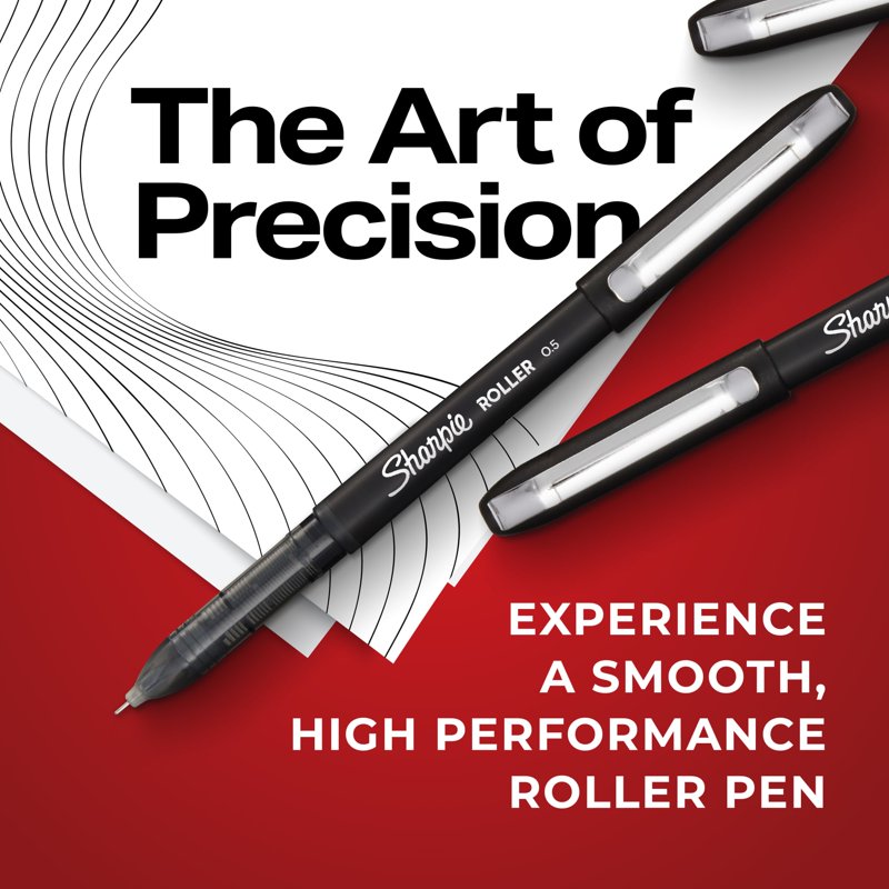 Precision Rollerball Pen 0.5mm Needle Point Black Ink 4 Pack