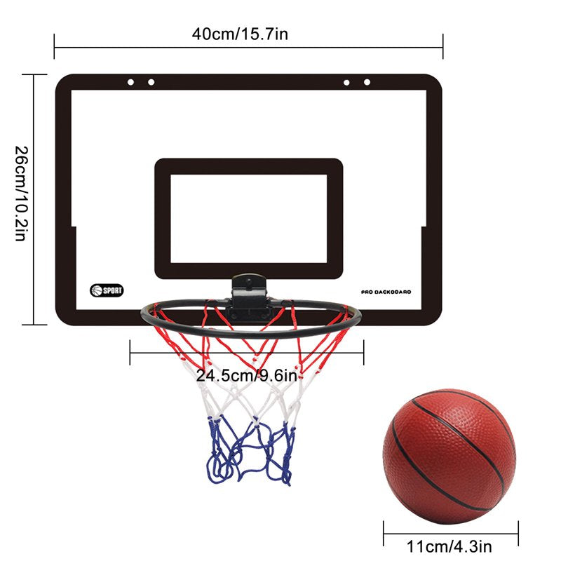 Mini Indoor Basketball Hoop Set for Door & Wall - Kids & Adults, 15.7x10.2 Inch