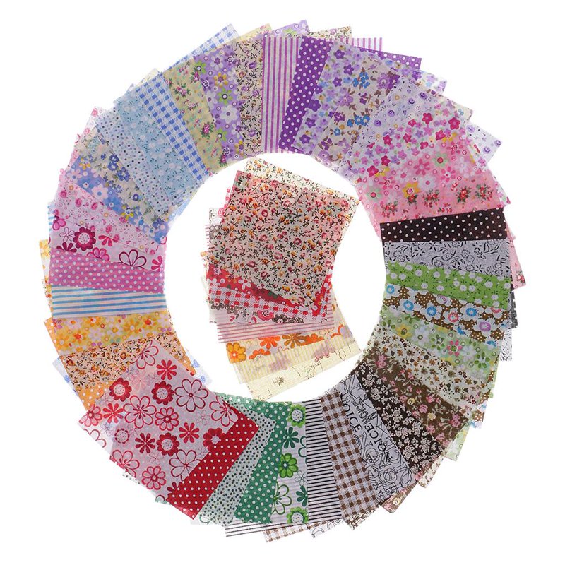 Fabric Scraps Patchwork Cotton Fabric Pack - Flowers Printed 100 Pieces