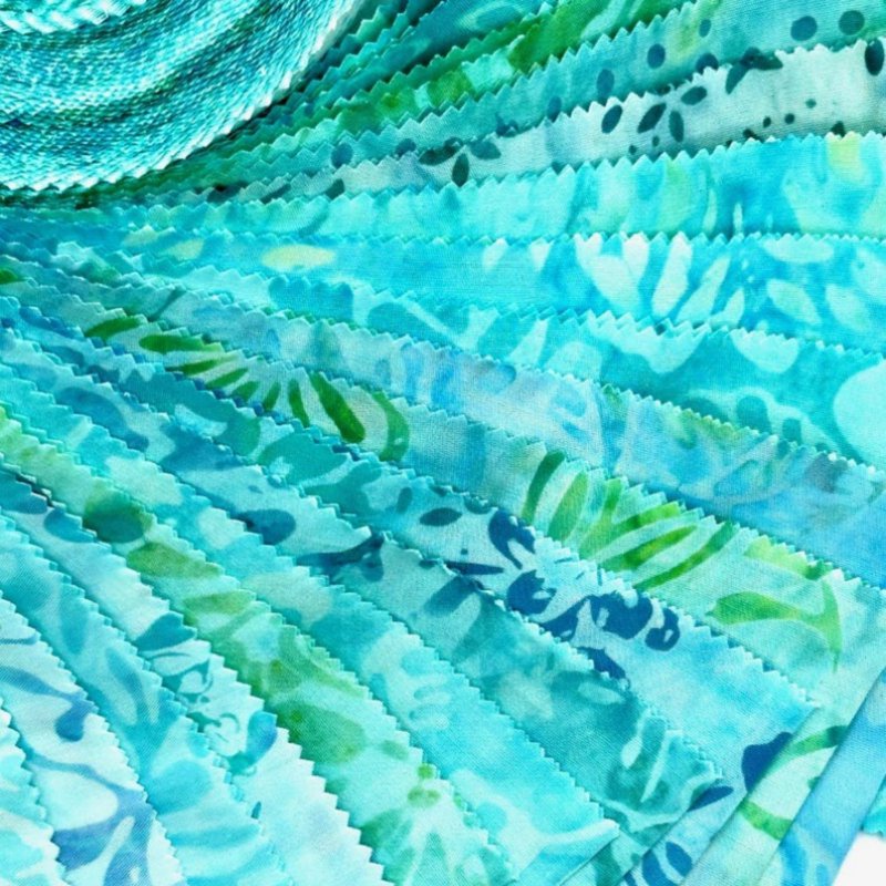 40-Piece Jelly Roll Fabric Strips for Quilting and Sewing - Blue Green Lake
