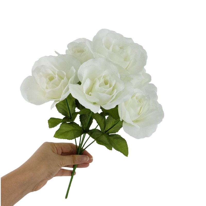 Artificial Sweet Rose Flower Picks - White, 14 Inch, Pack of 4