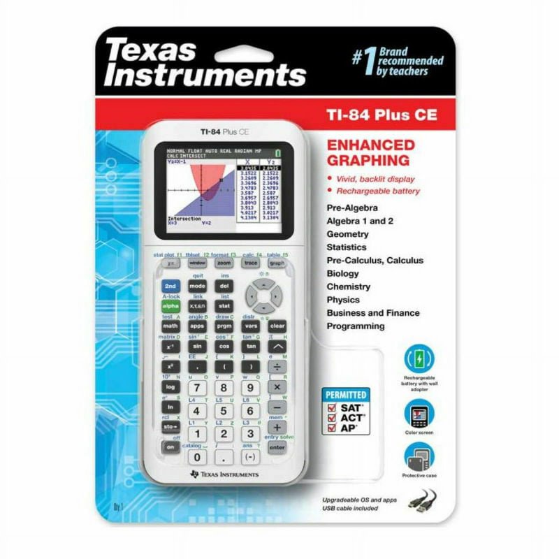 TI-84 Plus CE Graphing Calculator - Full Color, Backlit, Rechargeable