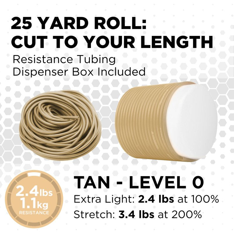 Resistance Tubing Set - Latex Workout Bands for Strength & Flexibility, 25 ft Roll, Multiple Resistance Levels