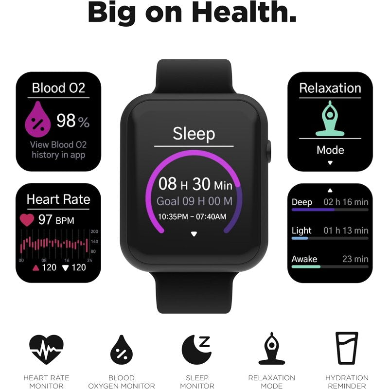 Smartwatch with Heart Rate Blood Oxygen Monitor Fitness Tracking & Notifications