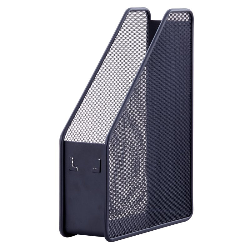 Mesh Magazine File Holder - Steel Organizer for Desk or Shelf, Black