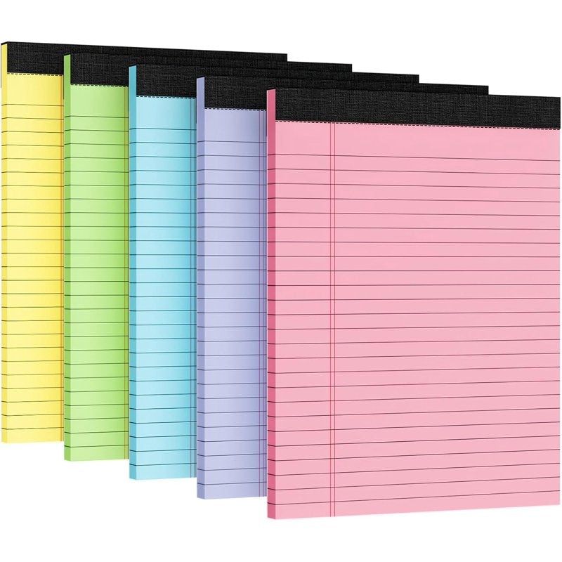 Colored Notepads Set - 5 Pack 8.5 x 11.65 Inch Office Writing Pads with Perforated Pages
