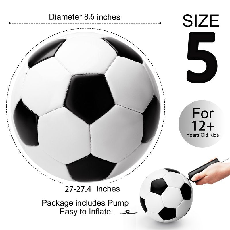 PlayZap Soccer Ball Size 3/4/5 with Pump – Single or 2 Pack, Official Size & Weight, Indoor/Outdoor