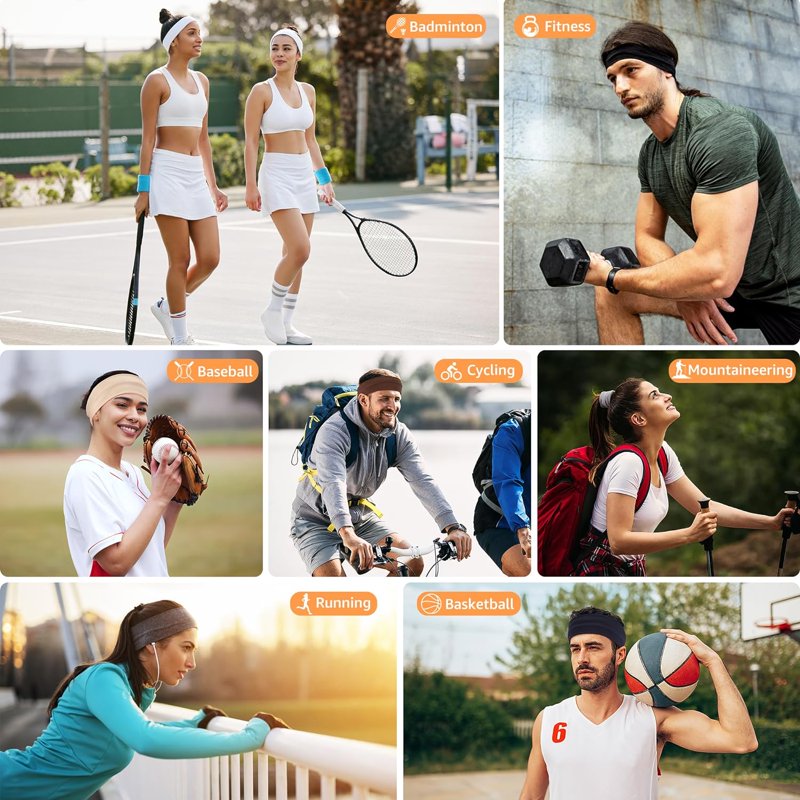 Non-Slip Cotton Headbands for Women - 7 Pack, Sports & Workout Hairbands
