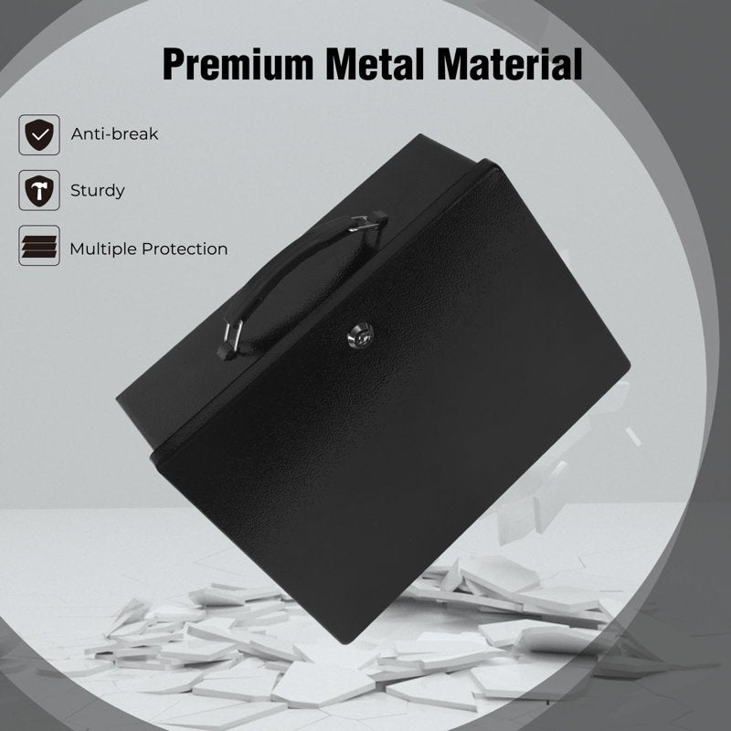 Fireproof Document Safe Box with Key Lock - Portable Fire-Resistant Safe for Personal Items