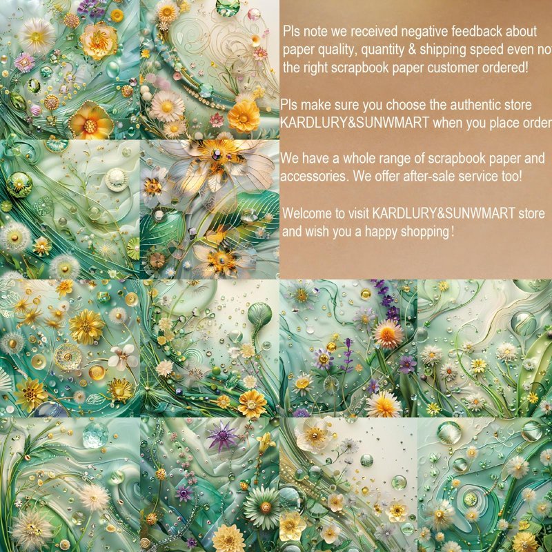 Floral Pattern Scrapbook Paper Pack - 48 Sheets 6x6 Inch DIY Craft Supplies