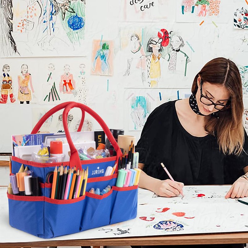 Multi-Pocket Art & Craft Storage Tote Bag - Waterproof Nylon Organizer for Sewing & Scrapbooking