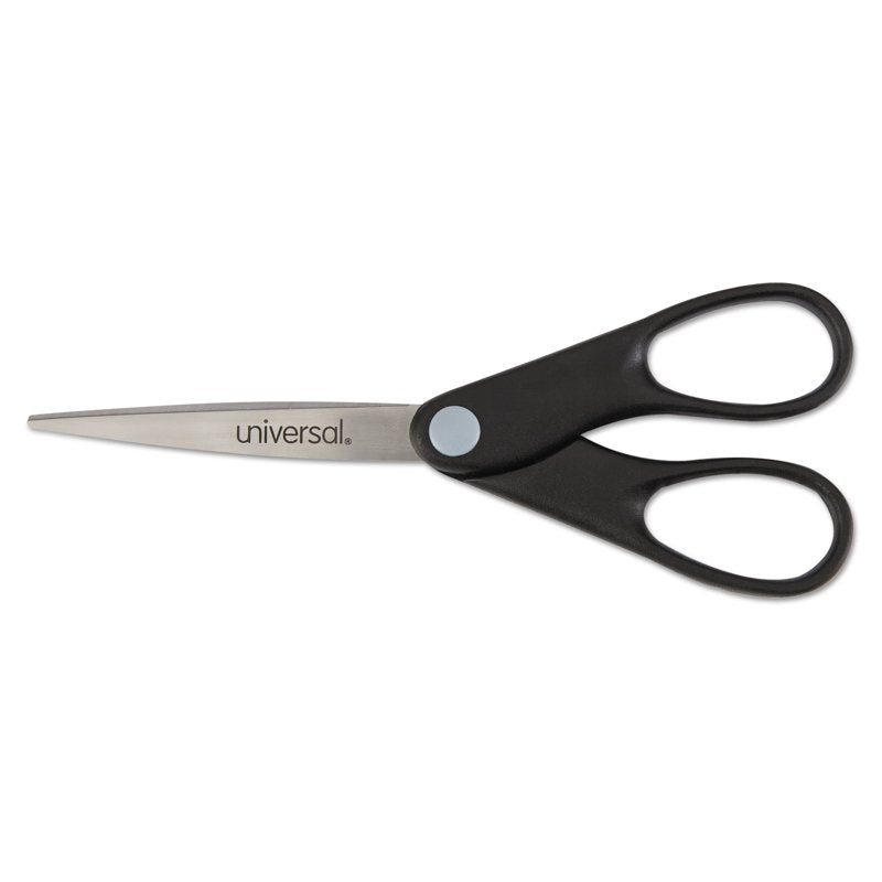 Universal 7-Inch Stainless Steel Office Scissors - Pointed Tip, Black Handle