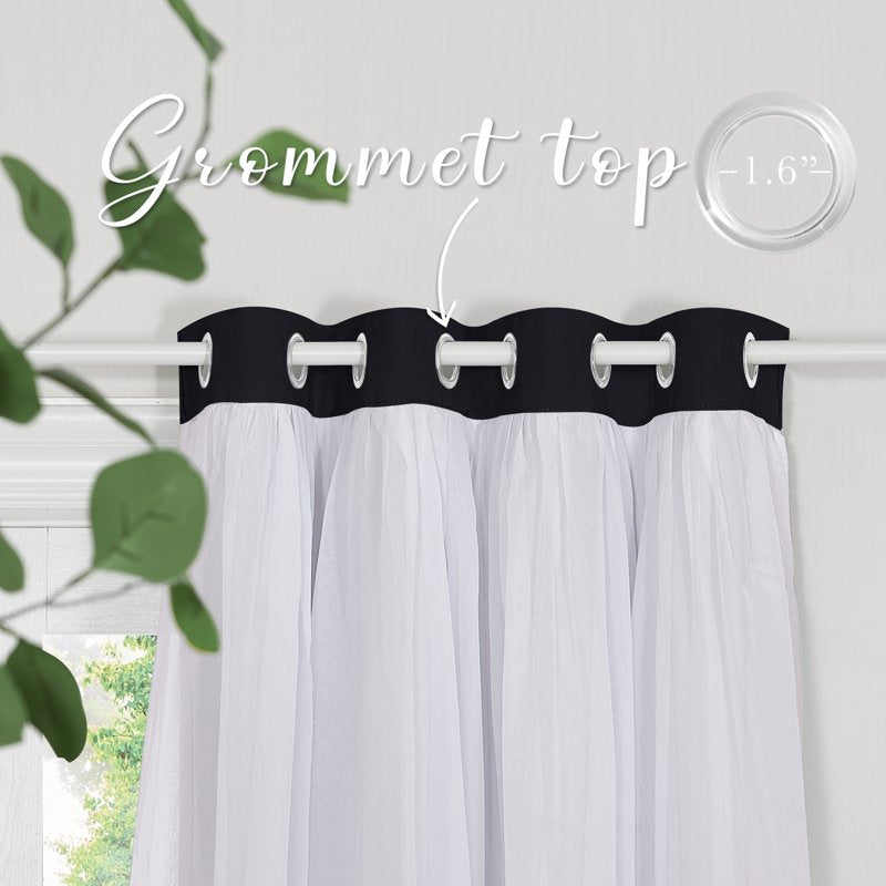 Double Layer Blackout Curtains for Bedroom Room Darkening Noise Reduction Thermal Insulated Drapes