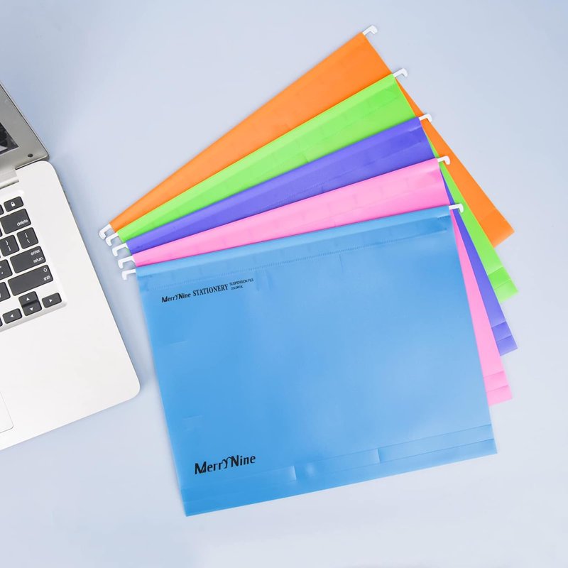 15-Piece Letter Size Hanging File Folders with Tabs & Labels - Colorful Office Organizer