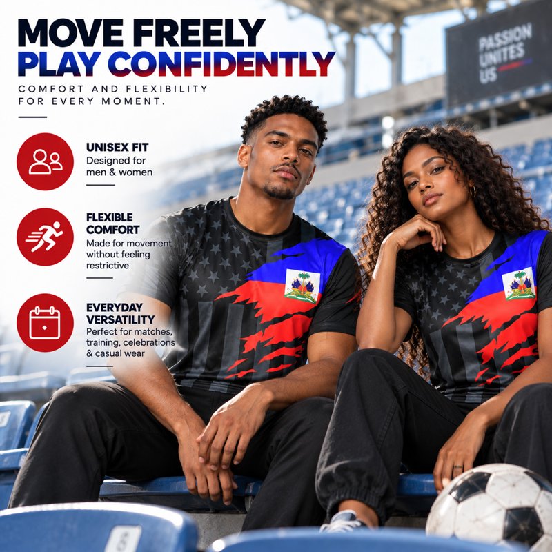 Haiti Soccer Jersey XL - Lightweight Moisture-Wicking Football Fan Shirt, Athletic Fit