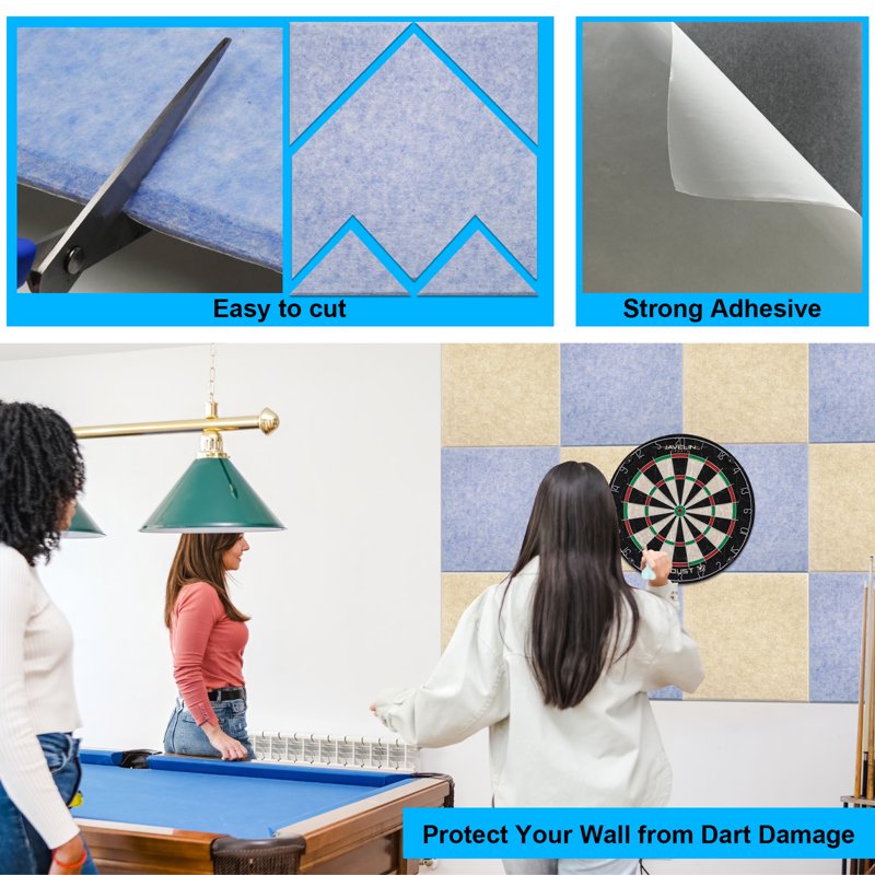 Large Felt Bulletin Board Tiles Set with Push Pins for Office Classroom Kitchen