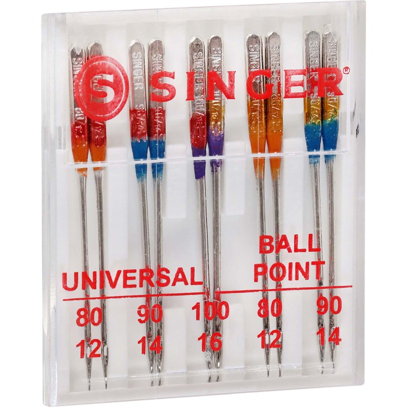 Universal & Ball Point Sewing Machine Needles Set - 10 Pack for All Fabrics