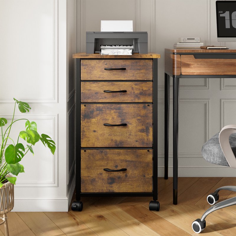 Mobile File Cabinet with Fabric Drawers and Wooden Top - Fits A4/Letter, Multi-Functional Home Office Storage