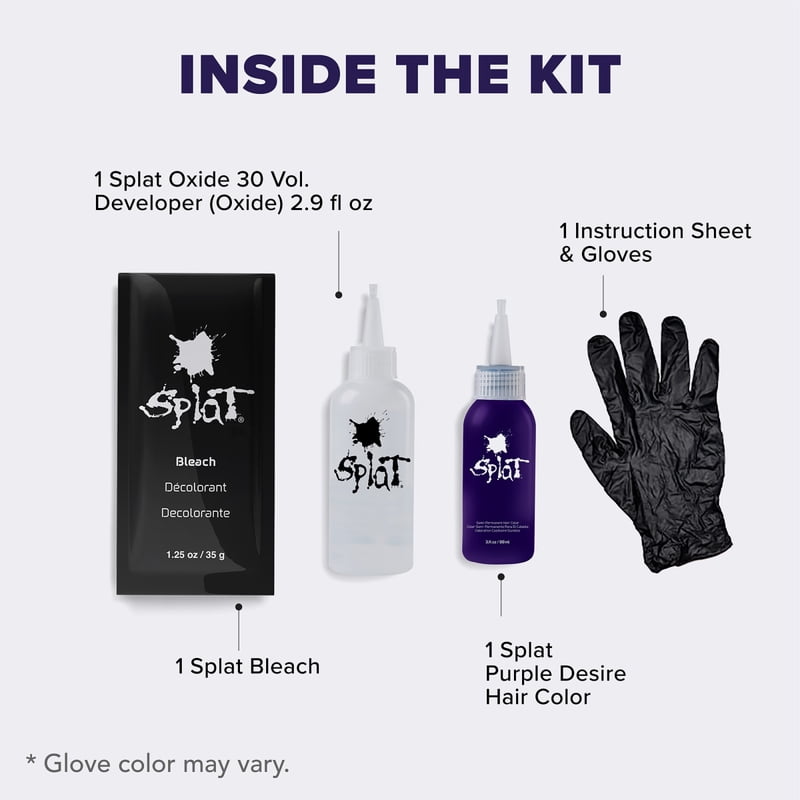 Semi-Permanent Hair Dye Kit with Bleach - Vibrant Purple Shades