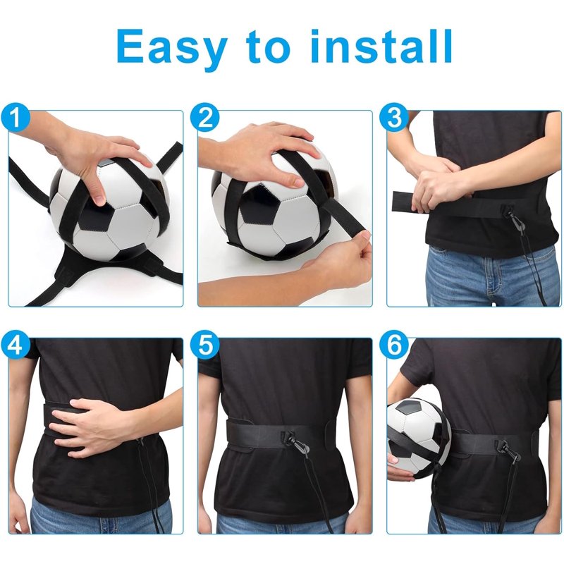 Plutput Blue+Black Solo Soccer Kick Trainer — Hands-Free Football/Soccer Training Aid
