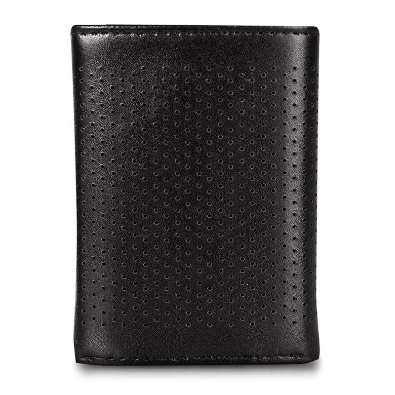 Leather Perforated Trifold Wallet with RFID Blocking - Slim Design, Card & Cash Storage