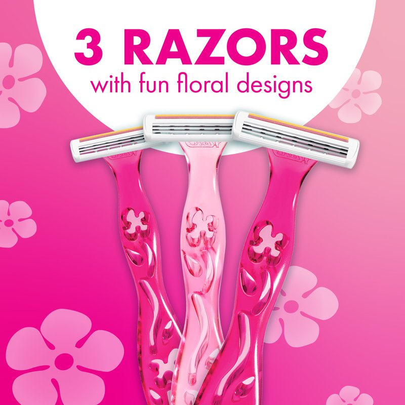 Women’s Disposable 3-Blade Razors with Vitamin E Lubricating Strip - Pack of 2
