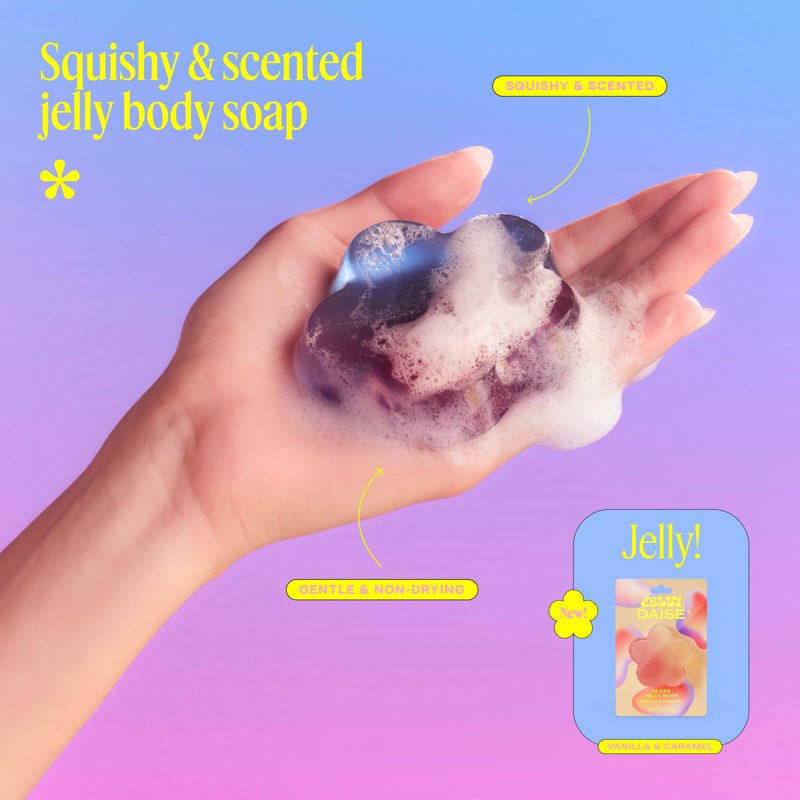 Jelly Soap in Glaze - Hydrating Glycerin Body Cleanser with Vanilla & Caramel Scent, 3.5 OZ
