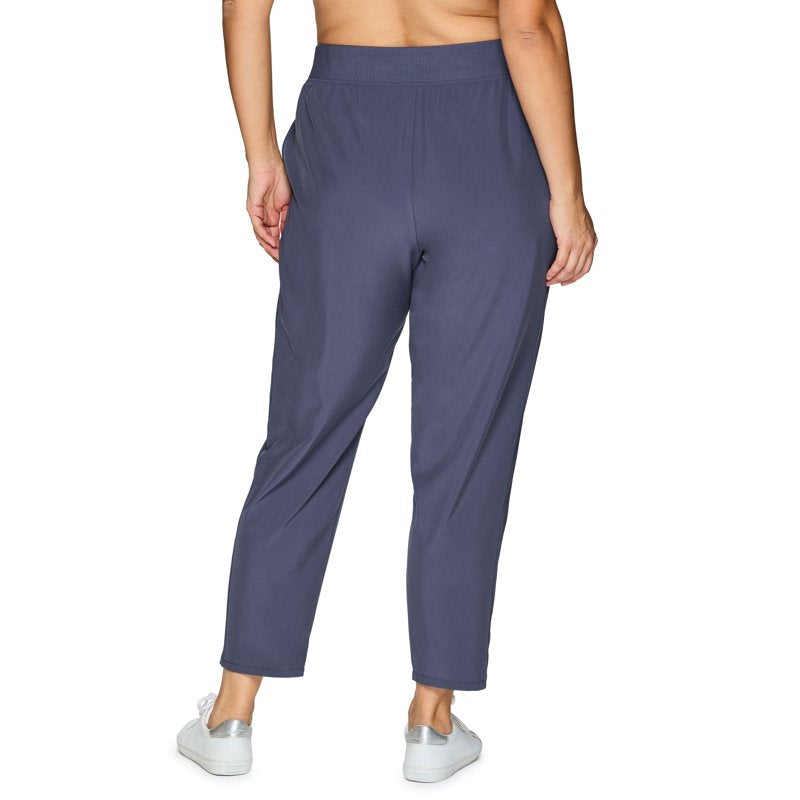 Plus Size Women's Ribbed Side Woven Ankle Pants with Pockets – Active & Casual