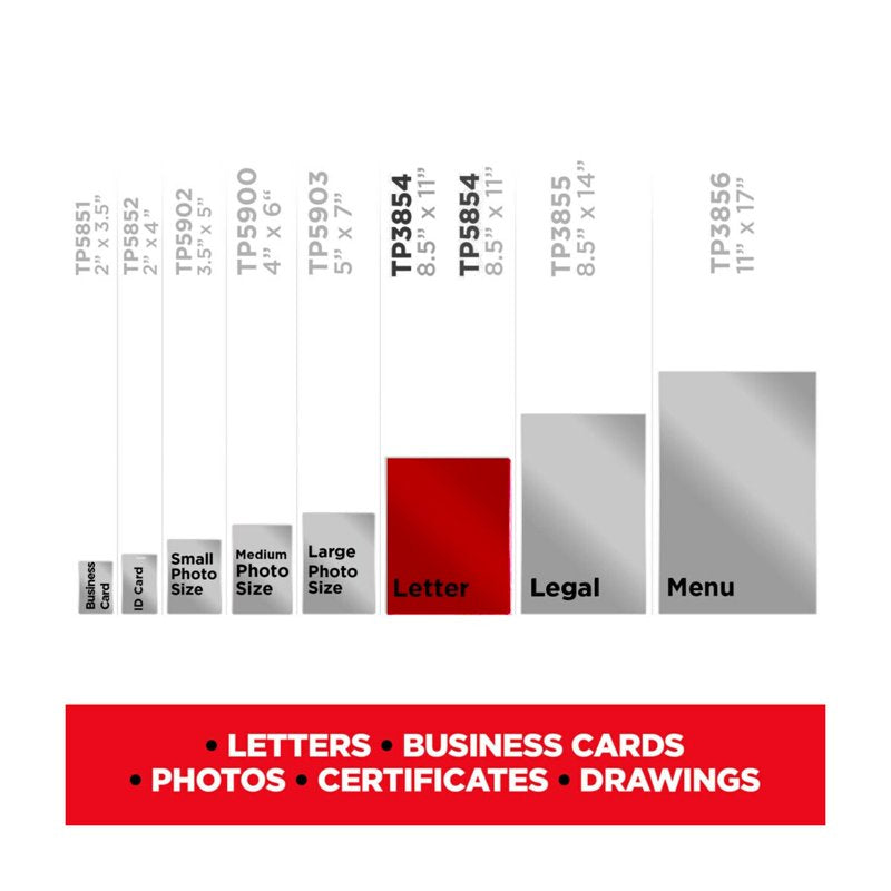 Letter Size Laminating Pouches Pack of 200 - Clear Photo-Safe Protective Sheets