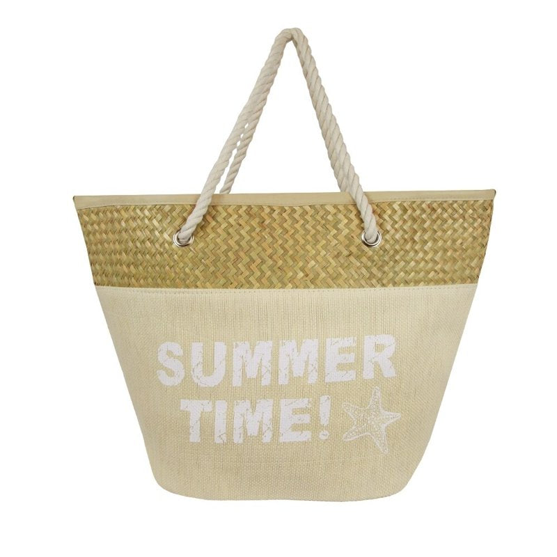 Cotton Straw Beach Tote Bag - Lightweight Summer Unisex Outdoor Towel Carrier