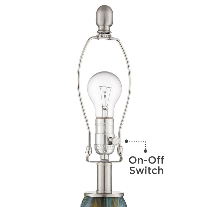 Modern Blue and Brown Glass Table Lamps Set of 2 - 29.5-inch Bedroom Living Room Decor