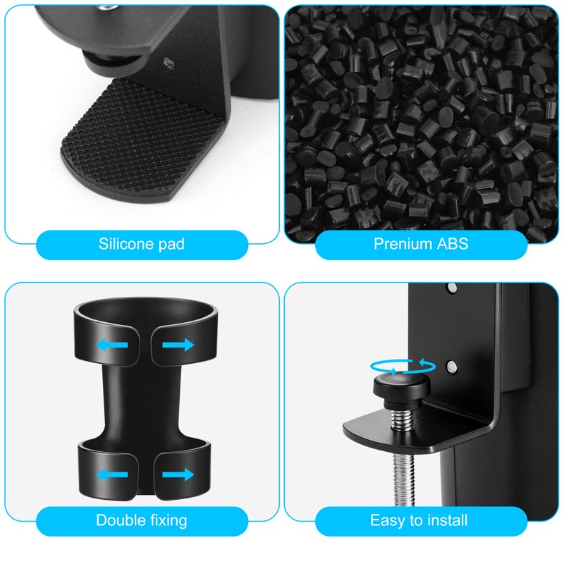 Adjustable Desk Cup Holder Clamp with Hook for Office & Gaming Desks