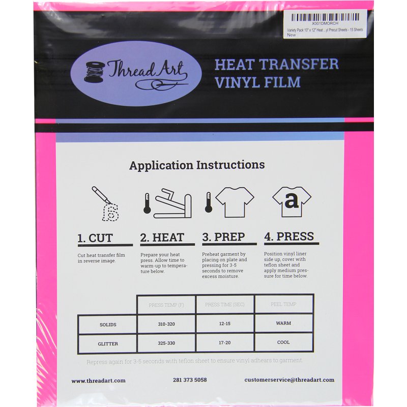 Heat Transfer Vinyl Sheets Variety Pack - 15 Solid Colors for Cricut & Silhouette