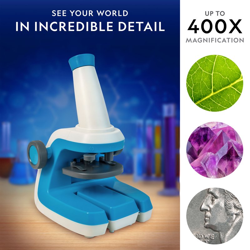 Kids Microscope Starter Kit with 400x Magnification and Accessories