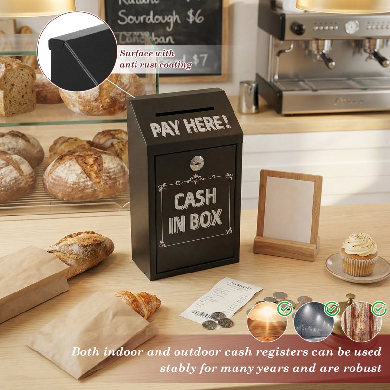 Metal Cash Drop Box with Lock and Slot for Farm Stand Porch Pickup - All Colors