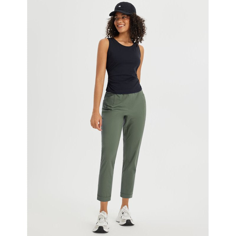 Womens Golf Pants with Pockets Ankle 7/8 Slim Fit 2XL Green
