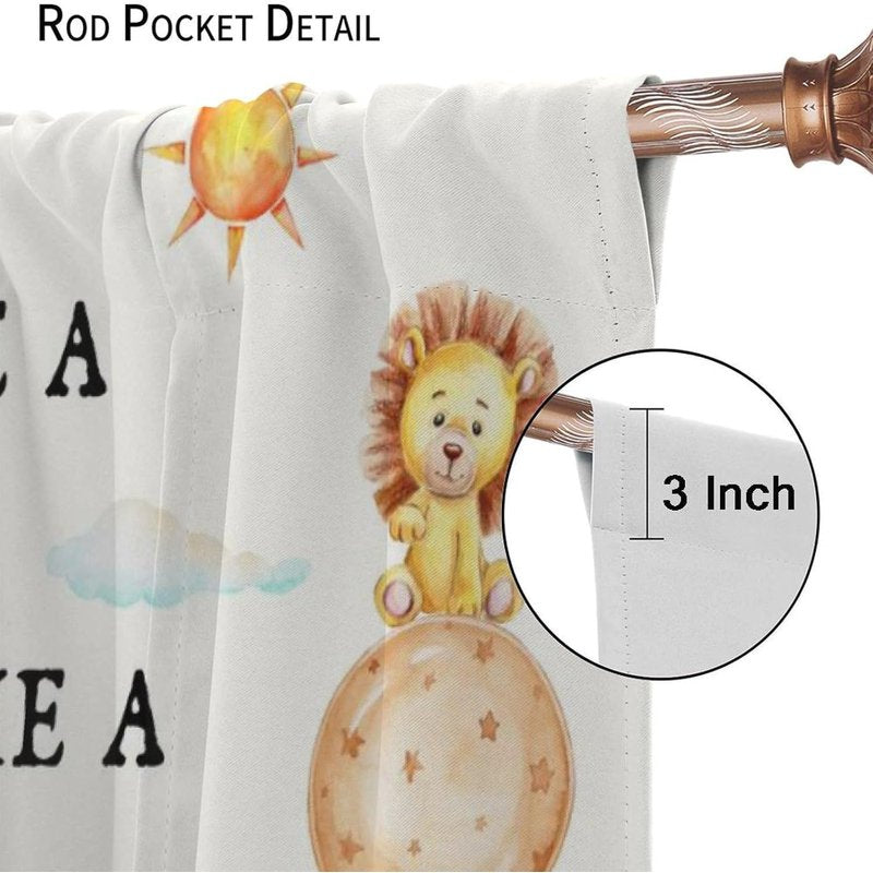Kids Jungle Animal Curtains Set - Thermal Insulated Window Drapes for Nursery & Bedroom