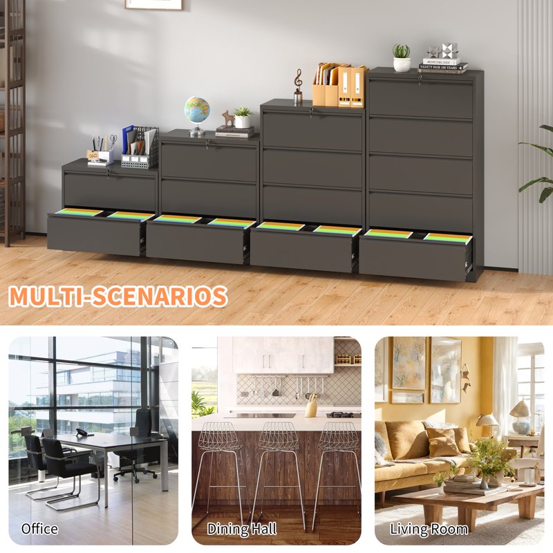Lockable 2-Drawer Lateral File Cabinet for Home Office and Business