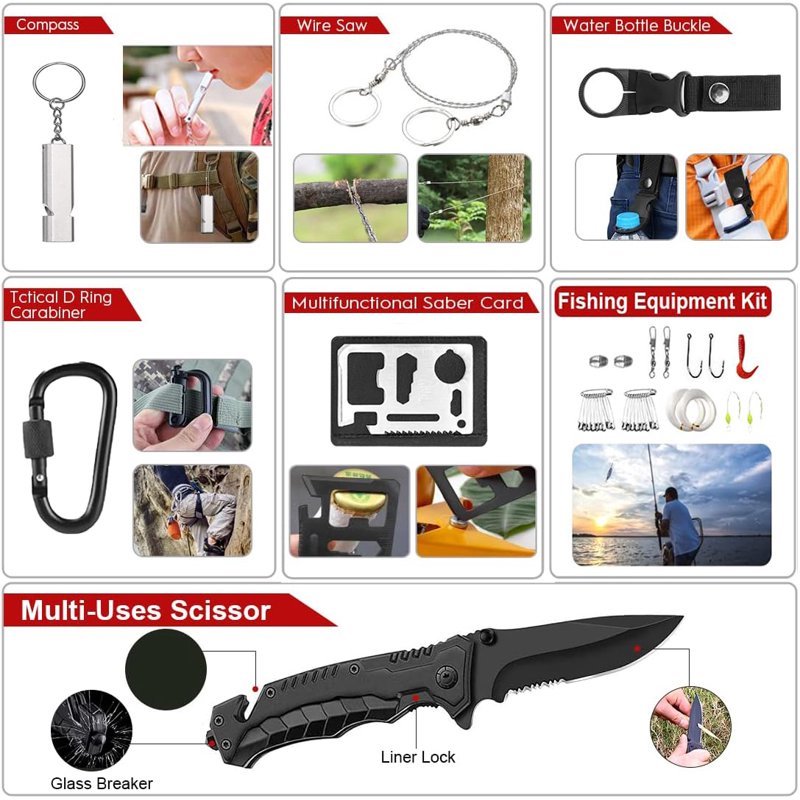 Emergency Survival Kit 250 Pieces with First Aid Supplies and Tactical Backpack