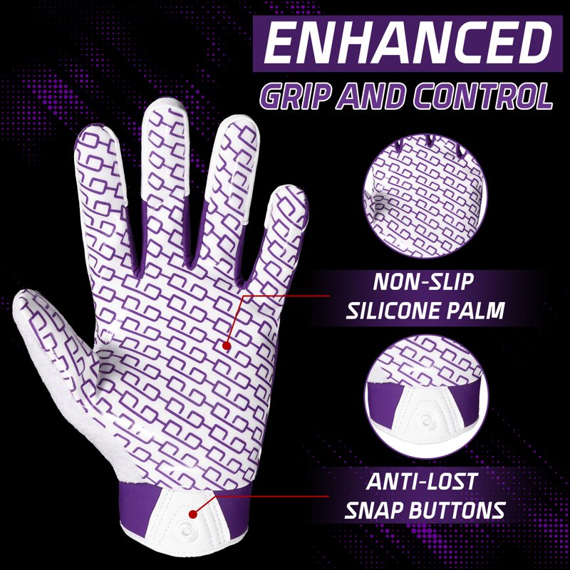Youth Football Gloves with Tacky Silicone Grip for Boys and Girls