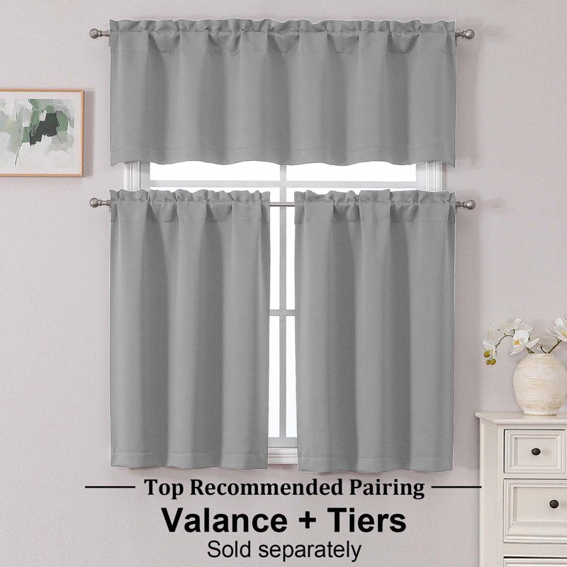 Blackout Curtain Panels with Rod Pocket for Small Windows - 2 Pack