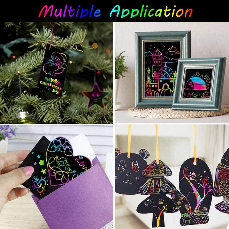 Rainbow Scratch Art Notebooks Set for Kids Creative Drawing and Craft