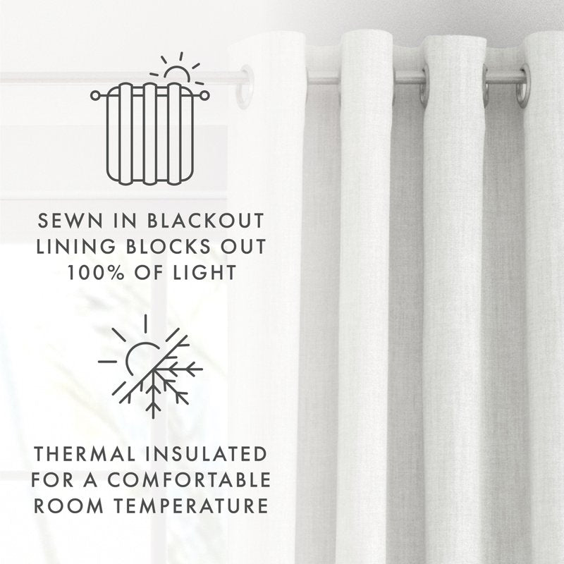 Energy Saving Linen Blend Curtain Panel - Thermal Insulated Grommet Style - 50x84 inches - Pack of 2