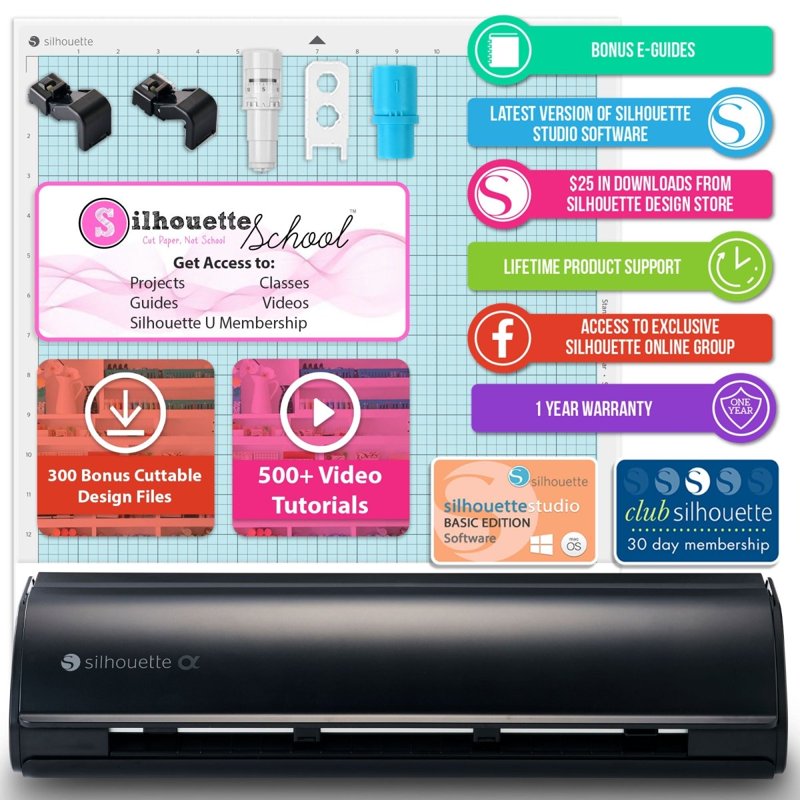 Silhouette Cameo 5 Alpha Vinyl Cutting Machine Bundle with Blades & Tools