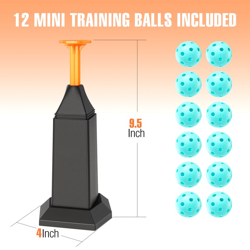 Baseball Training Tee Popper with Auto Rebound & 12 Balls - Portable Pitching Machine for Solo Practice