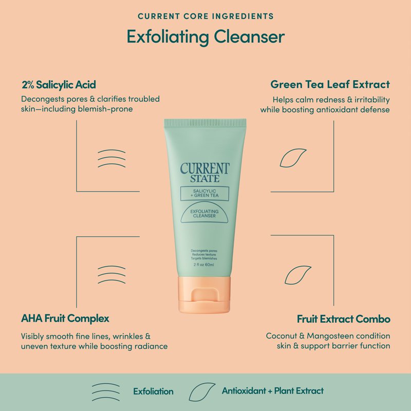 Salicylic Green Tea Exfoliating Facial Cleanser for Acne-Prone Skin - 2 fl oz