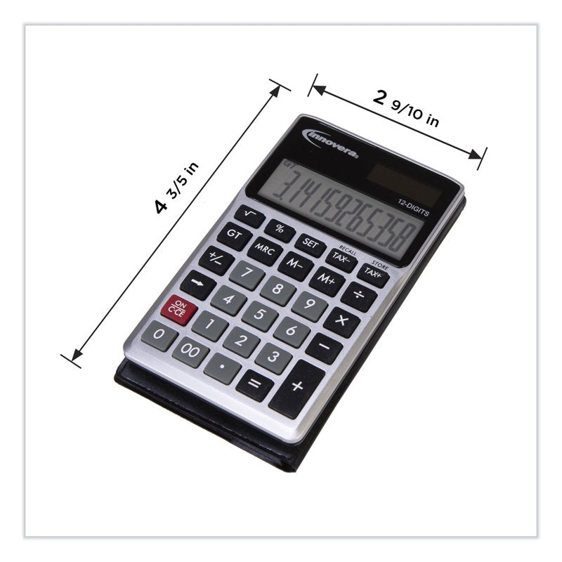 Large Button Calculator with 12-Digit LCD Display - Dual Solar Power Office & Home